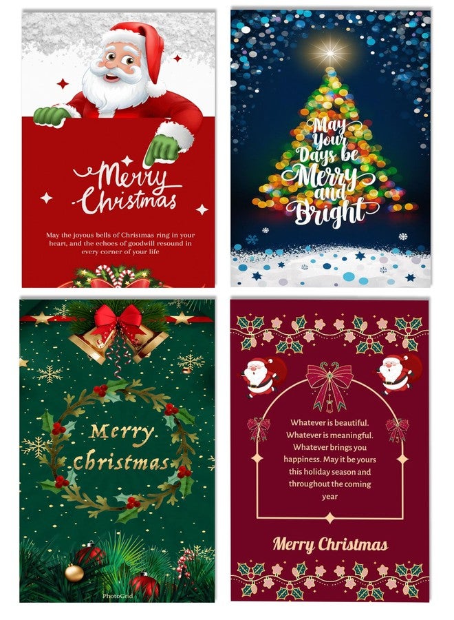 PICKKART Christmas Greeting Cards Set, Holiday Collection with Festive Designs and Messages, Pack of 4 - Image 1